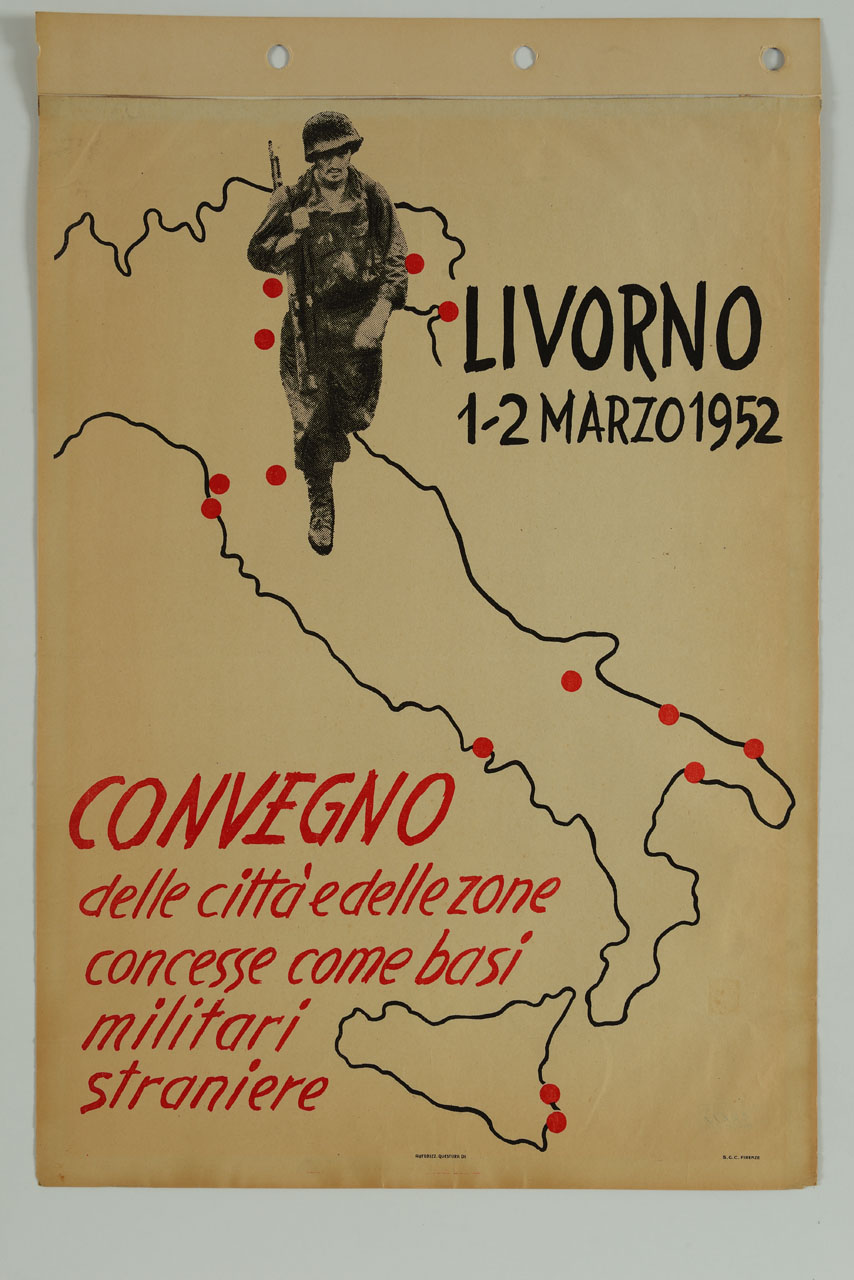 soldato americano sullo sfondo di una cartina dell'Italia (manifesto) (sec. XX)