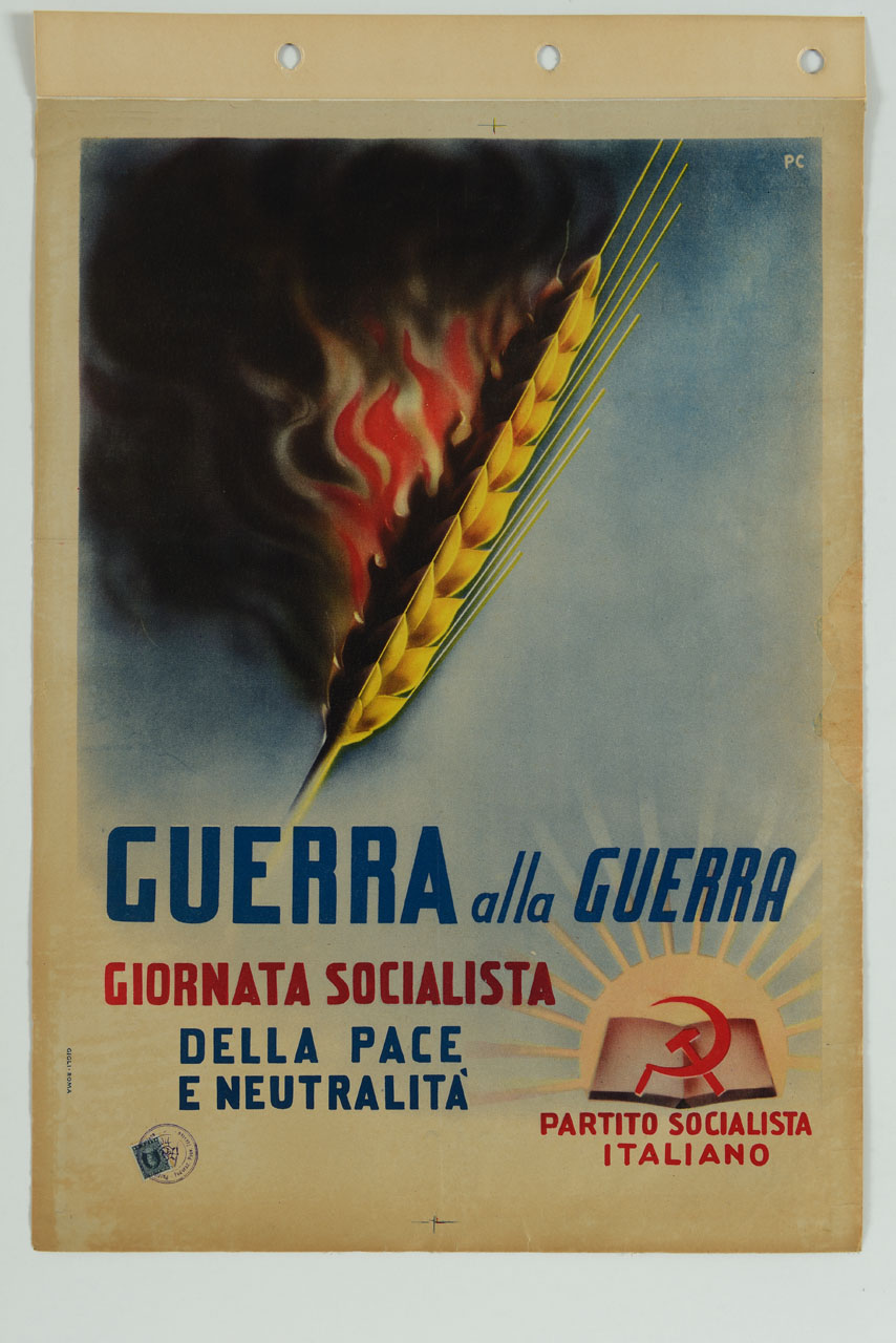 spiga di grano in fiamme (manifesto) - ambito italiano (sec. XX)