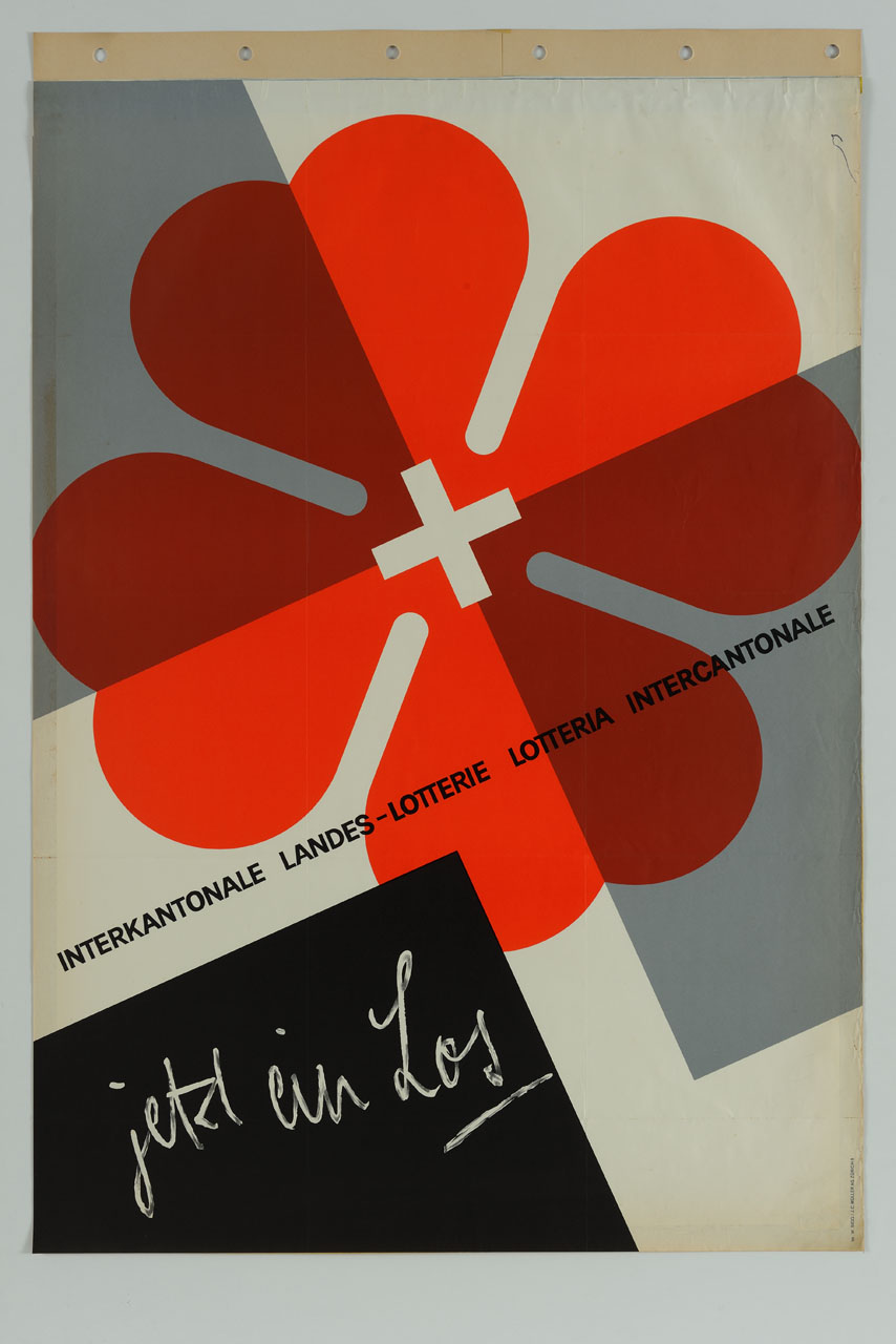 quadrifoglio con croce greca al centro (manifesto) di Sigg Walter (sec. XX)