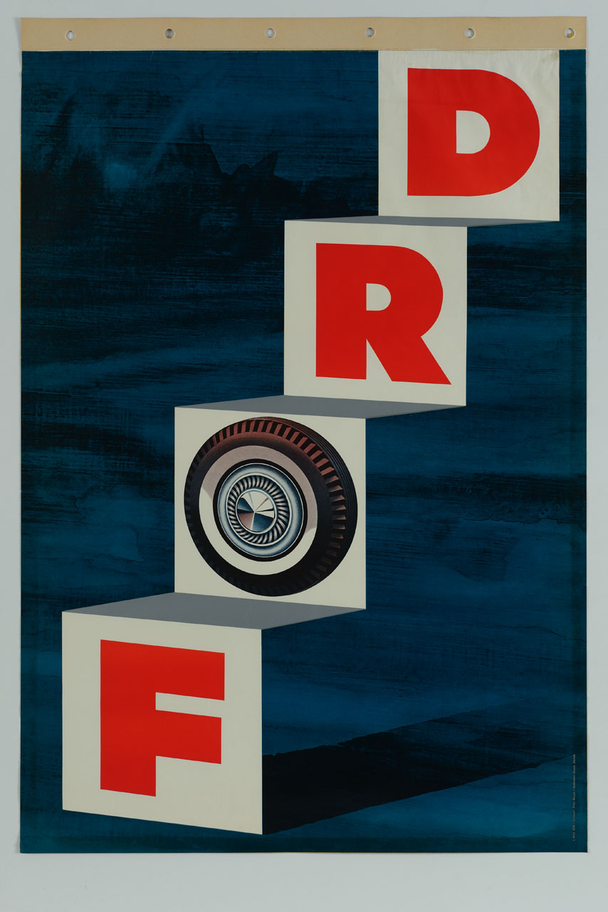 gradini e ruota di automobile (manifesto) di Meyer Fritz - ambito svizzero (sec. XX)