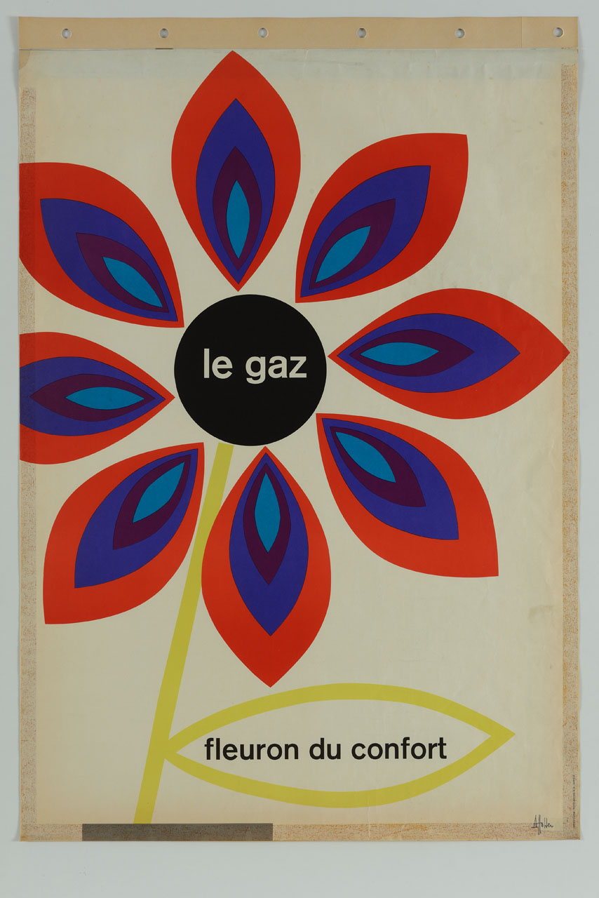 fiore con fiammelle per petali (manifesto) di Affolter Charles H - ambito svizzero (metà sec. XX)