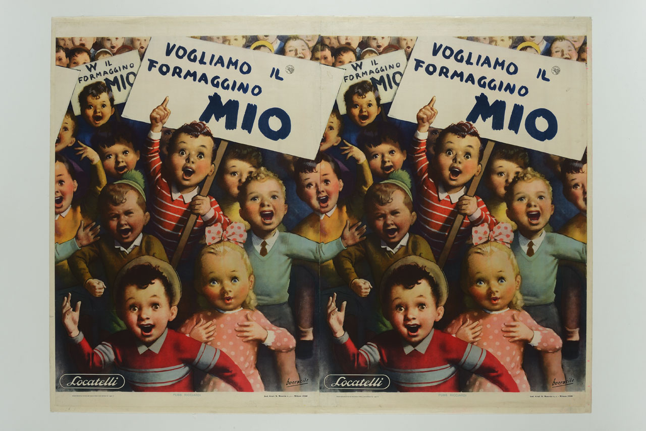 bambini manifestanti con cartelli (manifesto) di Boccasile Gino (sec. XX)