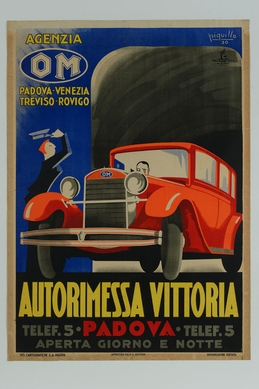 automobile e chauffeur (manifesto) di Pandolfi Carlo detto Piquillo (sec. XX)