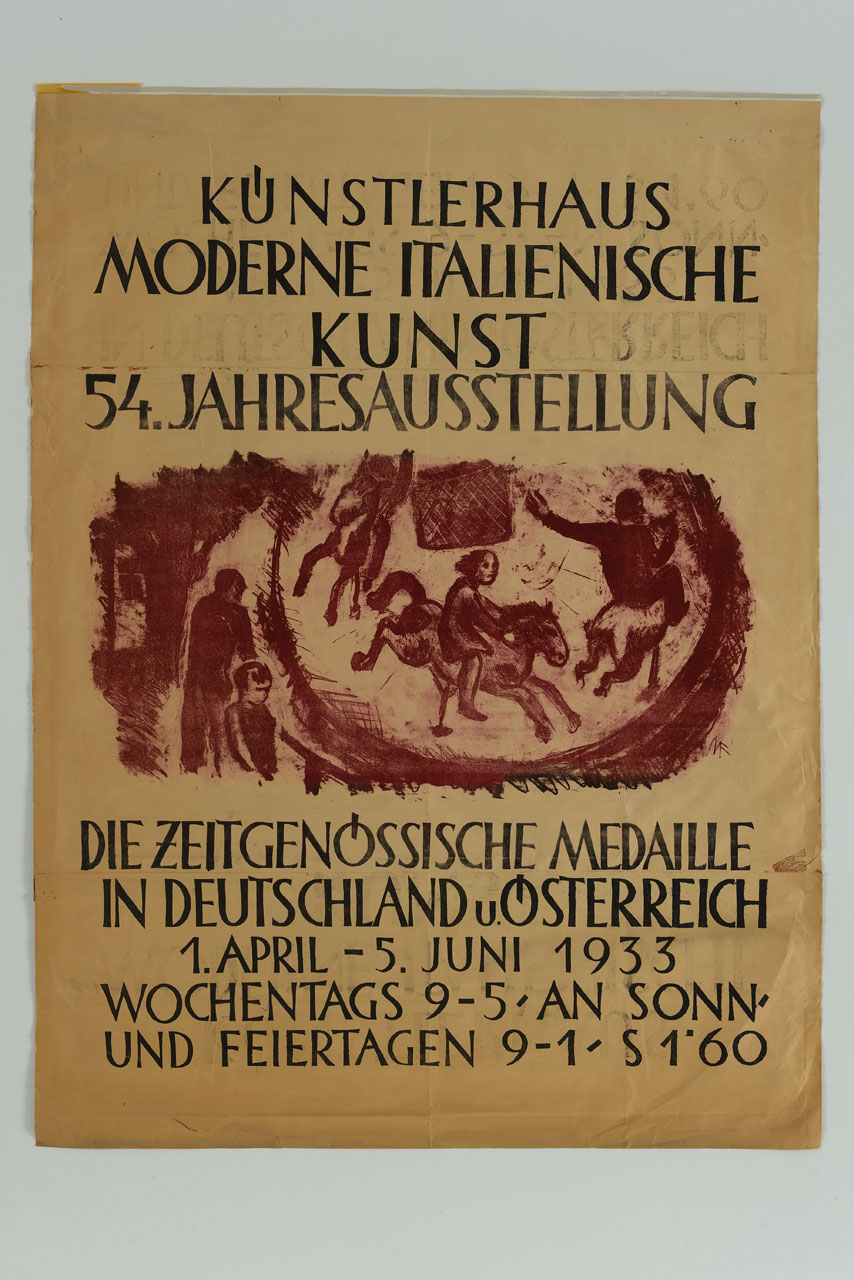 bambini su giostra con cavalli (manifesto) - ambito austriaco (sec. XX)