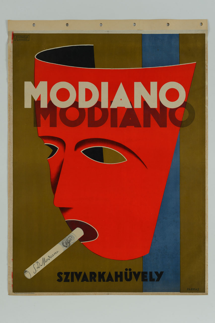 maschera rossa con sigaretta (manifesto) di Farkas André (François André) (sec. XX)