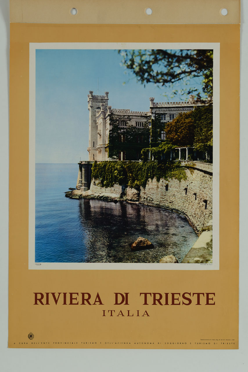 veduta del Castello di Miramare (manifesto) - ambito italiano (sec. XX)