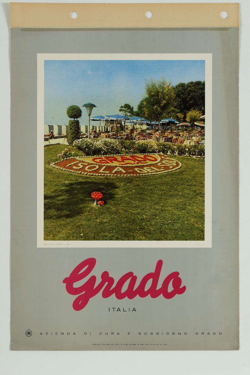 veduta di uno stabilimento balneare di Grado (manifesto) - ambito italiano (sec. XX)