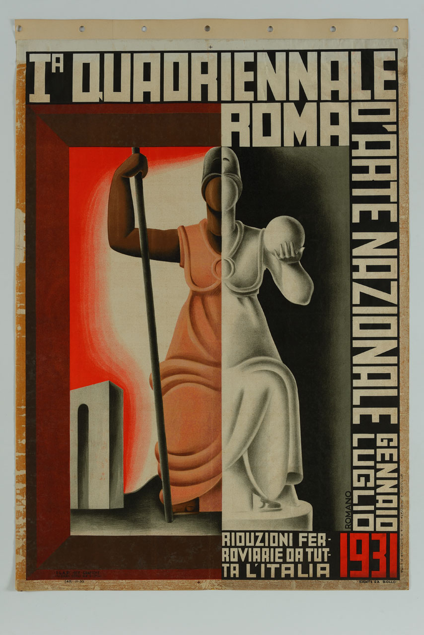 Dea Roma e arco sullo sfondo (manifesto) di Romano Mario (sec. XX)