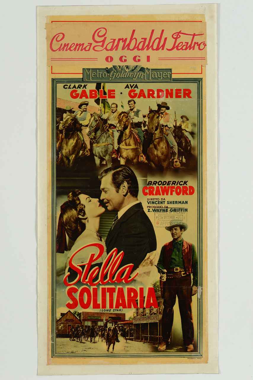 fotogrammi del film Stella solitaria con Clark Gable e Ava Gardner (manifesto) - ambito italiano (sec. XX)
