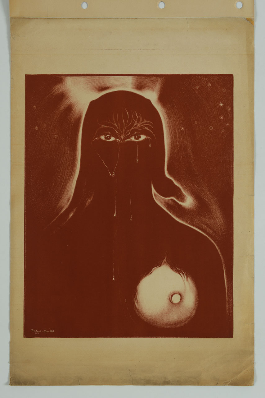 sagoma maschile con occhi e seno (stampa) di Martini Alberto Giacomo Spiridione (sec. XX)