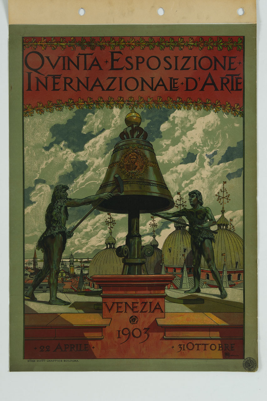 veduta di Venezia con i Mori posti alla sommità della Torre dell'orologio (manifesto) di Sezanne Augusto (sec. XX)