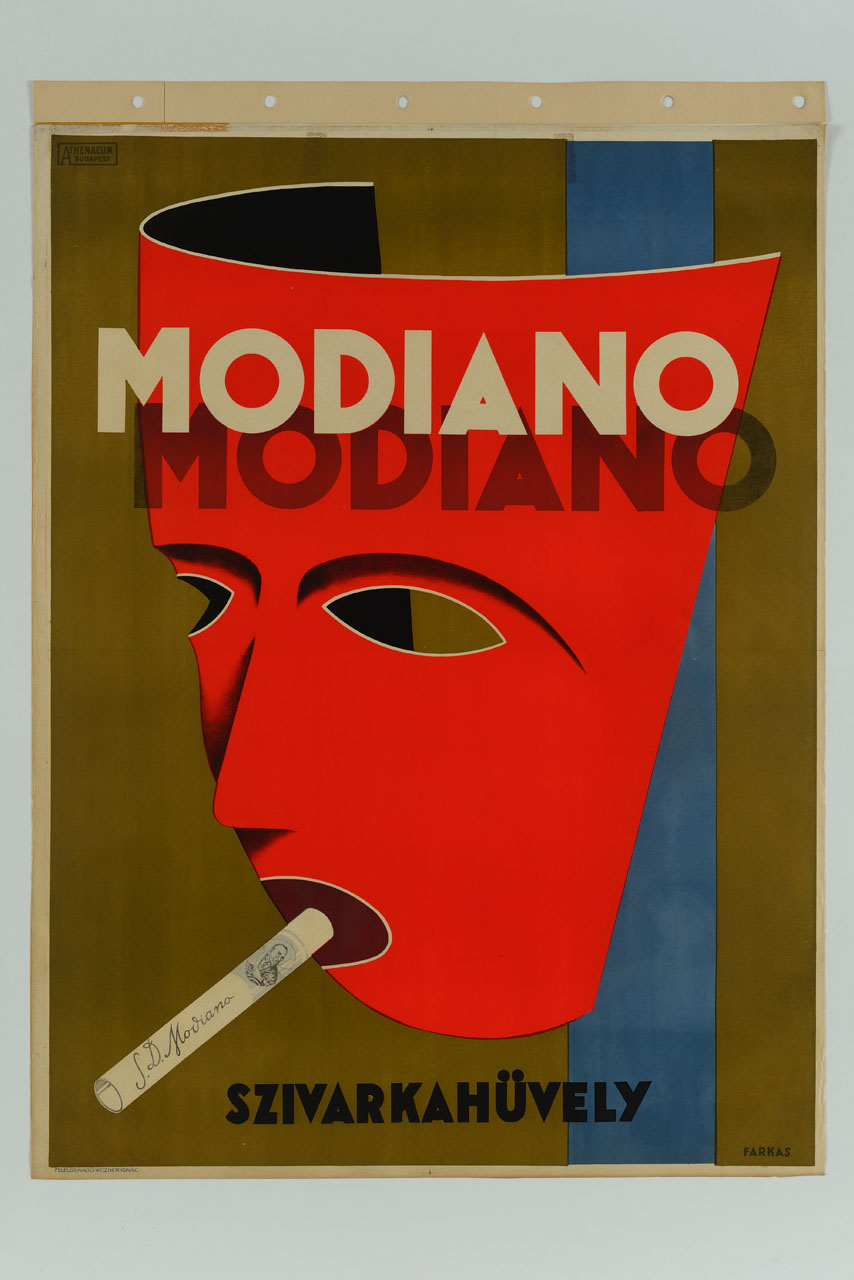 maschera rossa con sigaretta (manifesto) di Farkas André (François André) (sec. XX)
