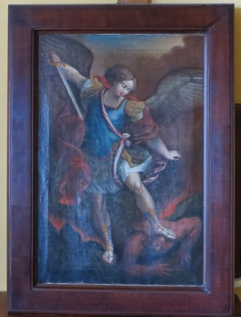 San Michele arcangelo combatte Satana (dipinto) - ambito cappuccino (sec. XIX)