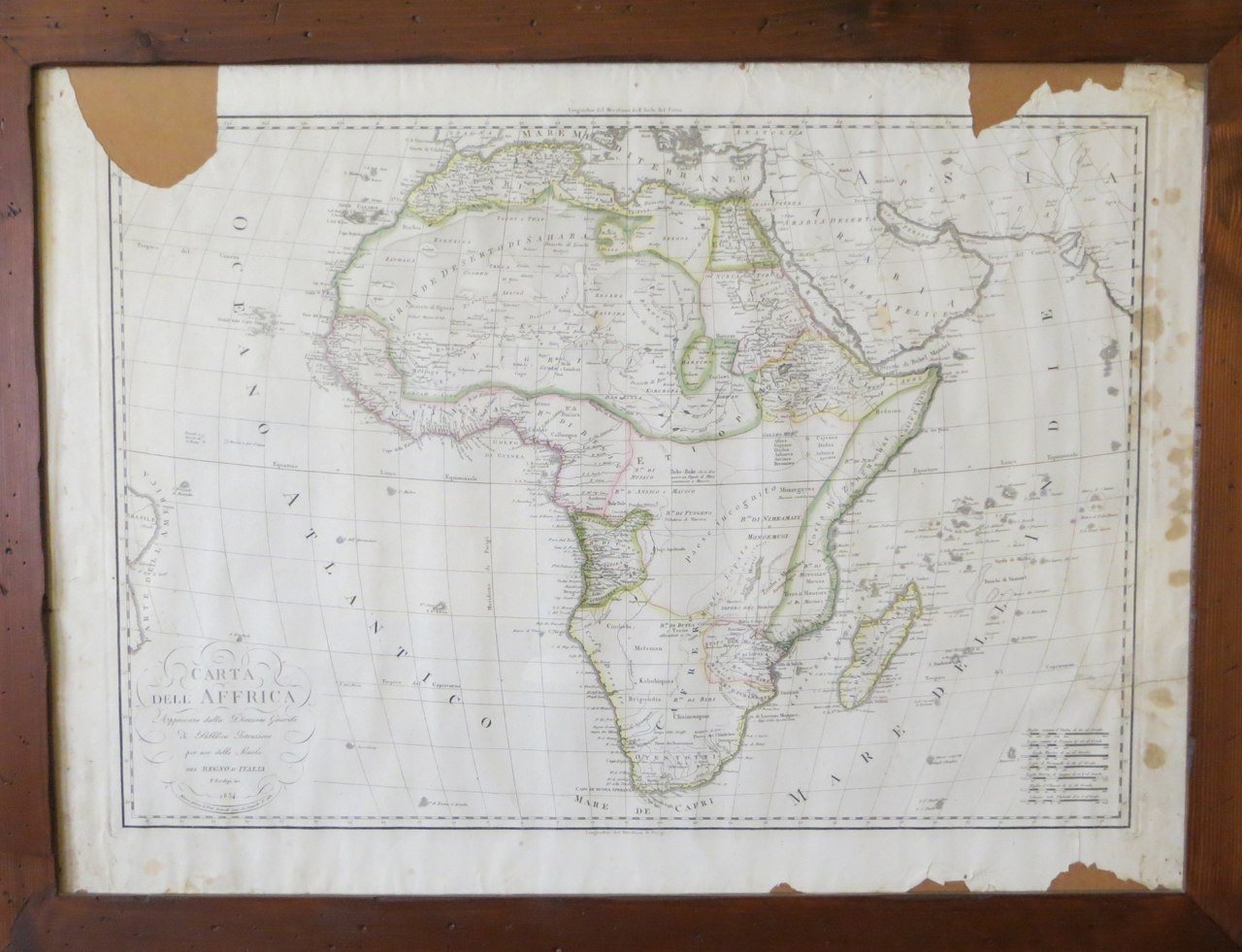 carta geografica dell'Africa (stampa) di Bordiga Benedetto, Bordiga Gaudenzio (sec. XIX)