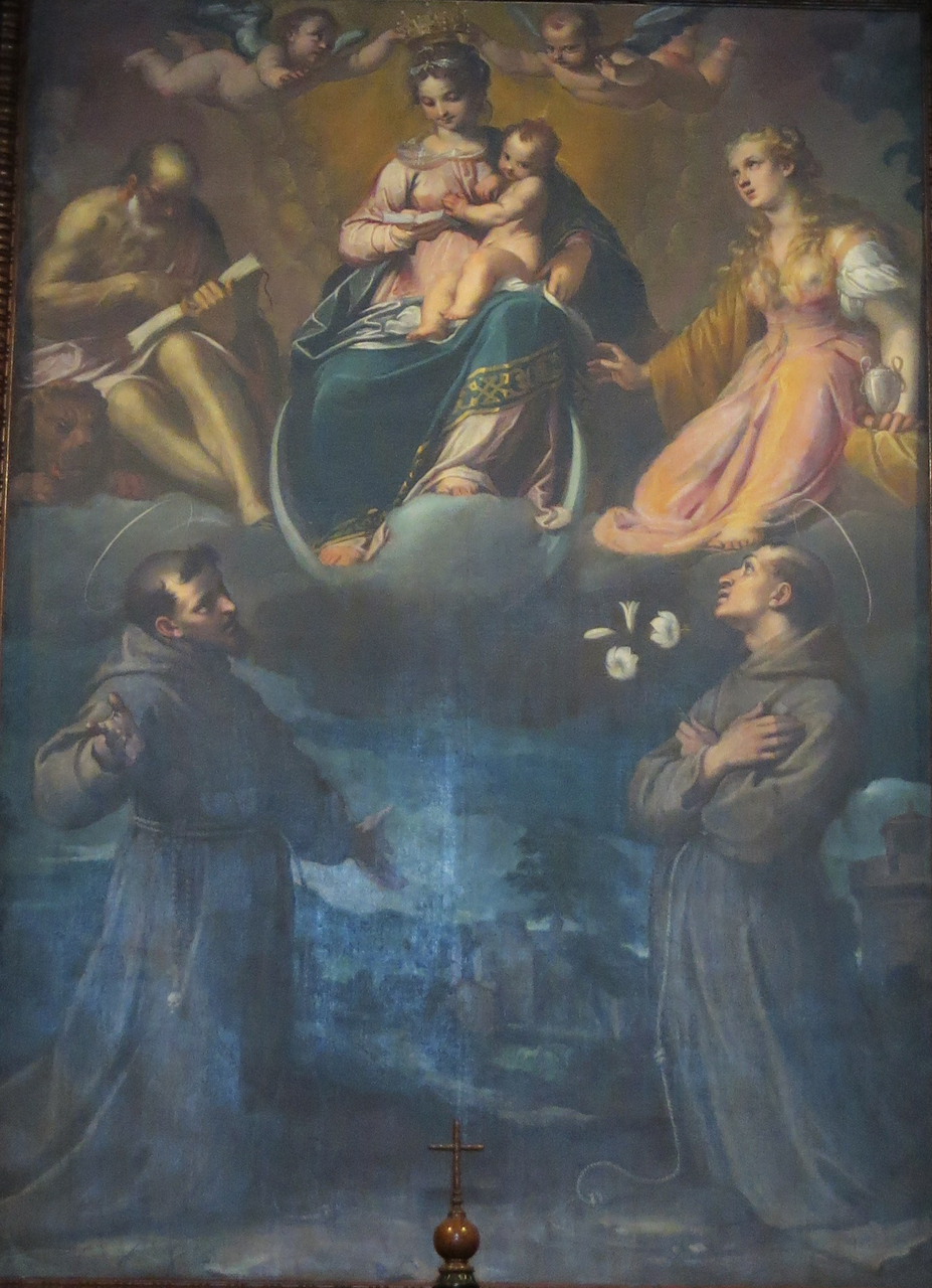 incoronazione di Maria Vergine tra santi (pala d'altare) di Ridolfi Claudio (sec. XVII)