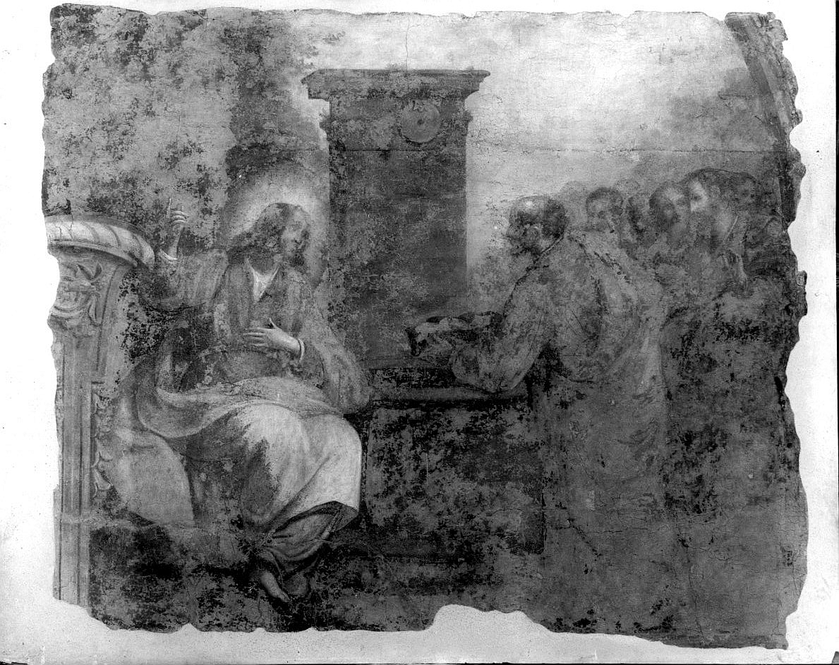 moltiplicazione dei pani e dei pesci (dipinto murale staccato) di Rosselli Matteo (sec. XVII)