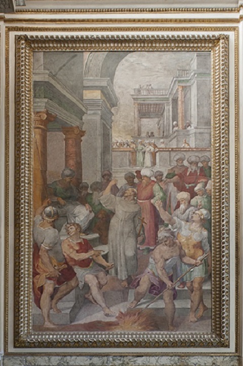 San Francesco d'Assisi predica davanti al sultano d'Egitto (dipinto) di Circignani Niccolò detto Pomarancio (sec. XVI)