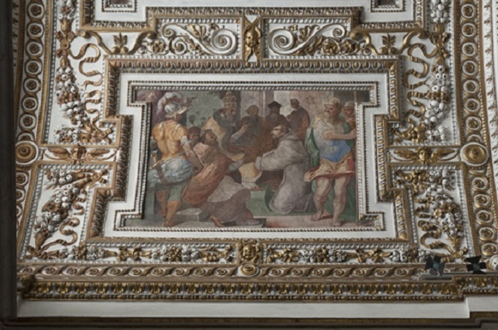 San Francesco d'Assisi chiede a papa Onorio III l'indulgenza della Porziuncola (dipinto) di Circignani Niccolò detto Pomarancio (sec. XVI)