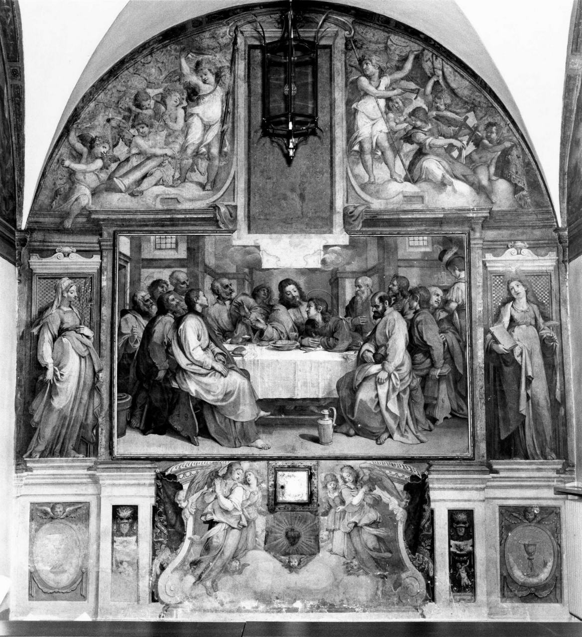 Ultima cena, figure allegoriche, angeli (dipinto, ciclo) di Barbatelli Bernardino detto Poccetti (primo quarto sec. XVII)