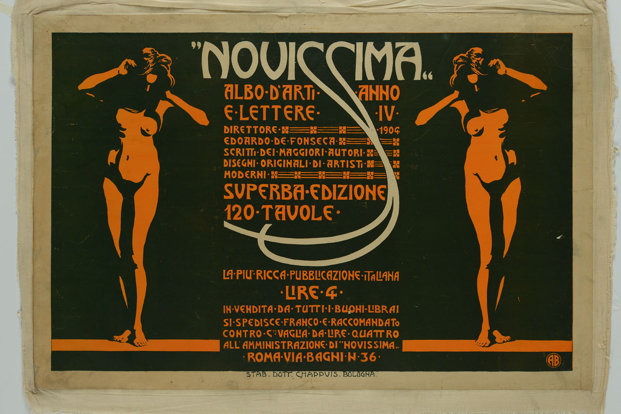 due donne senza abiti si toccano i capelli (manifesto) di Baruffi Alfredo detto Barfredo (sec. XX)