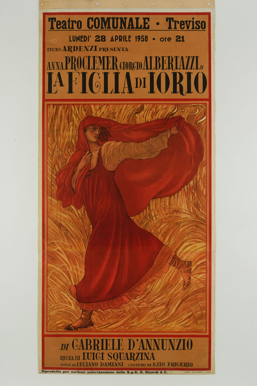 donna sughe in un campo di grano (manifesto, stampa composita) di De Carolis Adolfo (sec. XX)