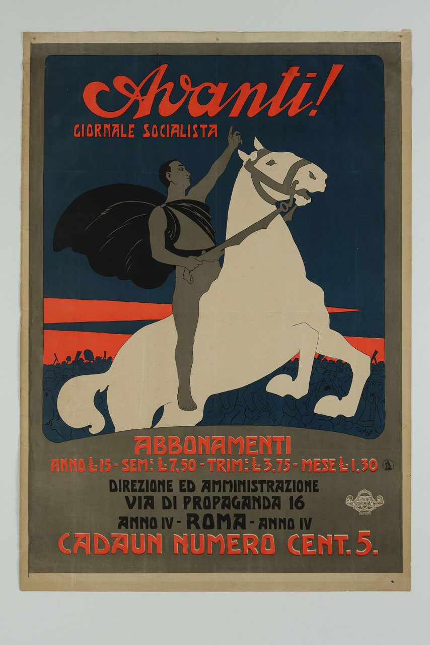 cavaliere incita la folla (manifesto) di Laskowski François detto Laskoff Franz (sec. XIX)