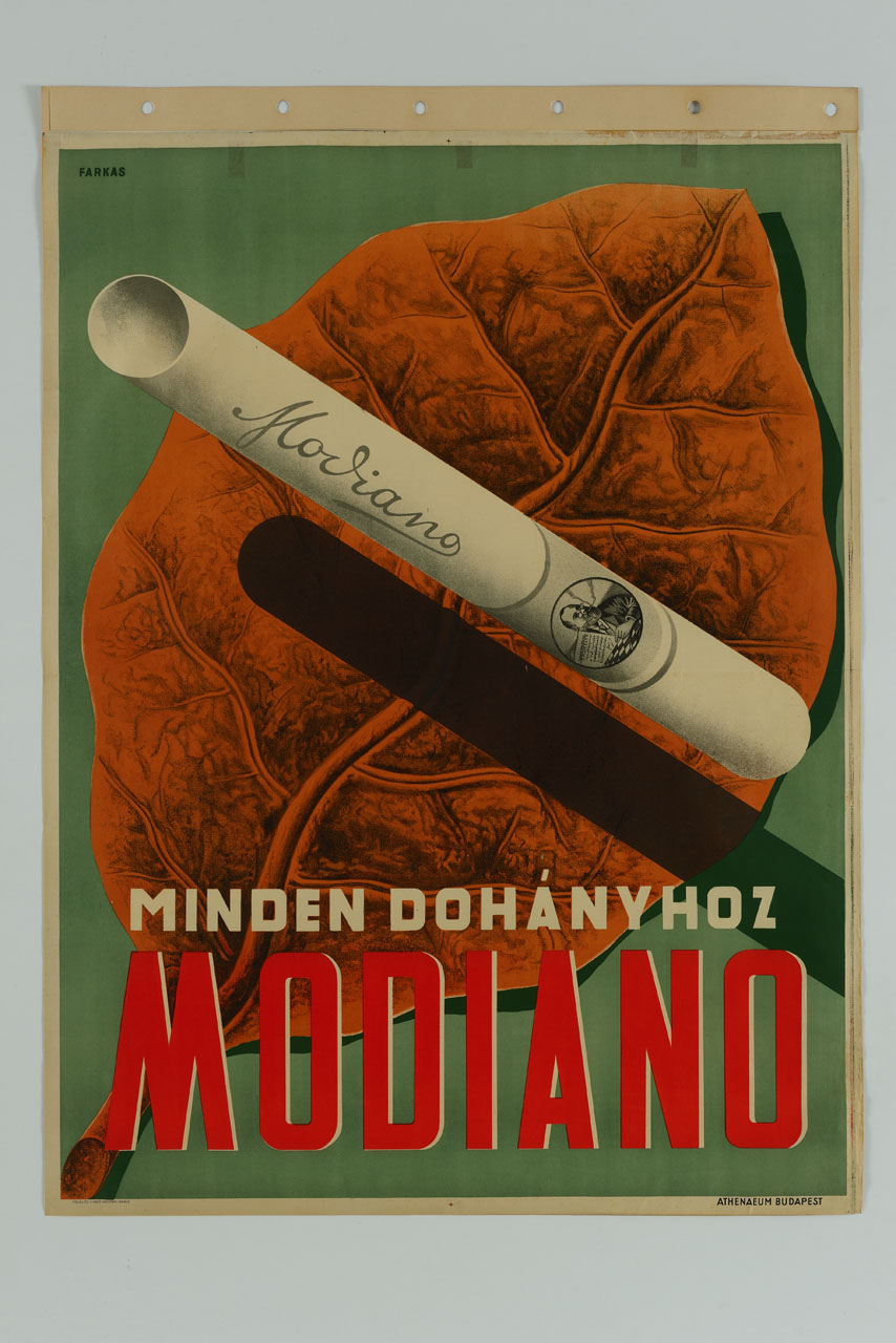 foglia di tabacco con tubetto per sigaretta (manifesto) di Farkas André (François André) (sec. XX)