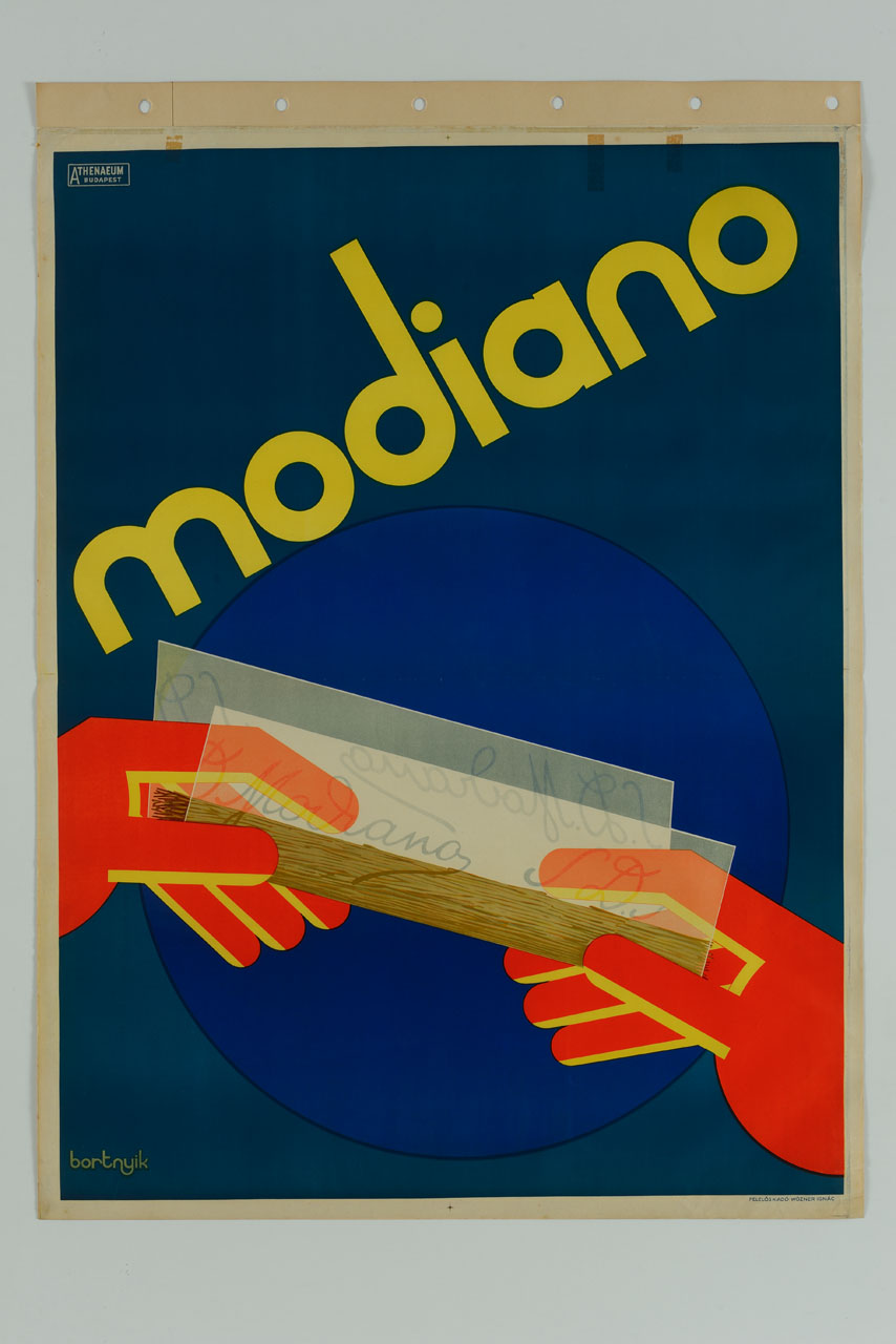 due mani intente a rollare una cartina per confezionare una sigaretta (manifesto) di Bortnyik Sándor (sec. XX)