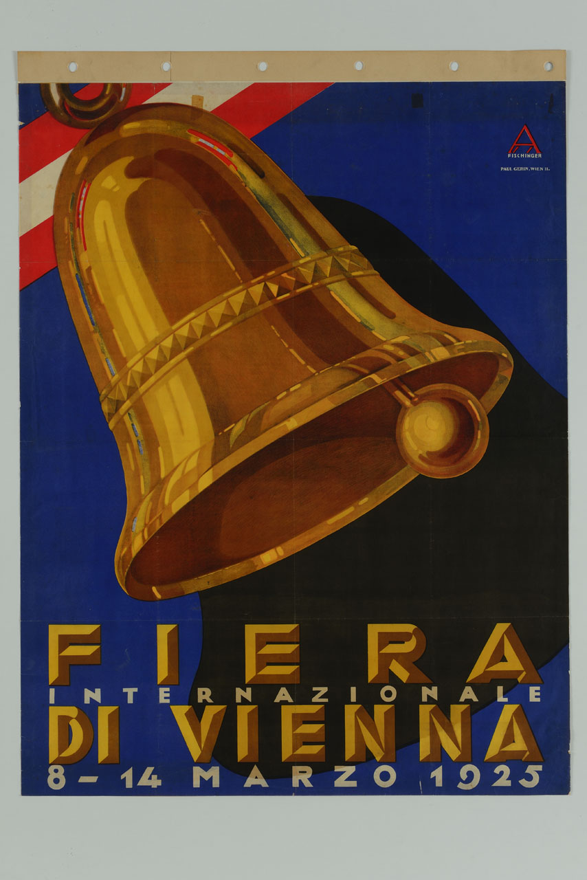 campana sullo sfondo della bandiera austriaca (manifesto) di Fischinger August (sec. XX)