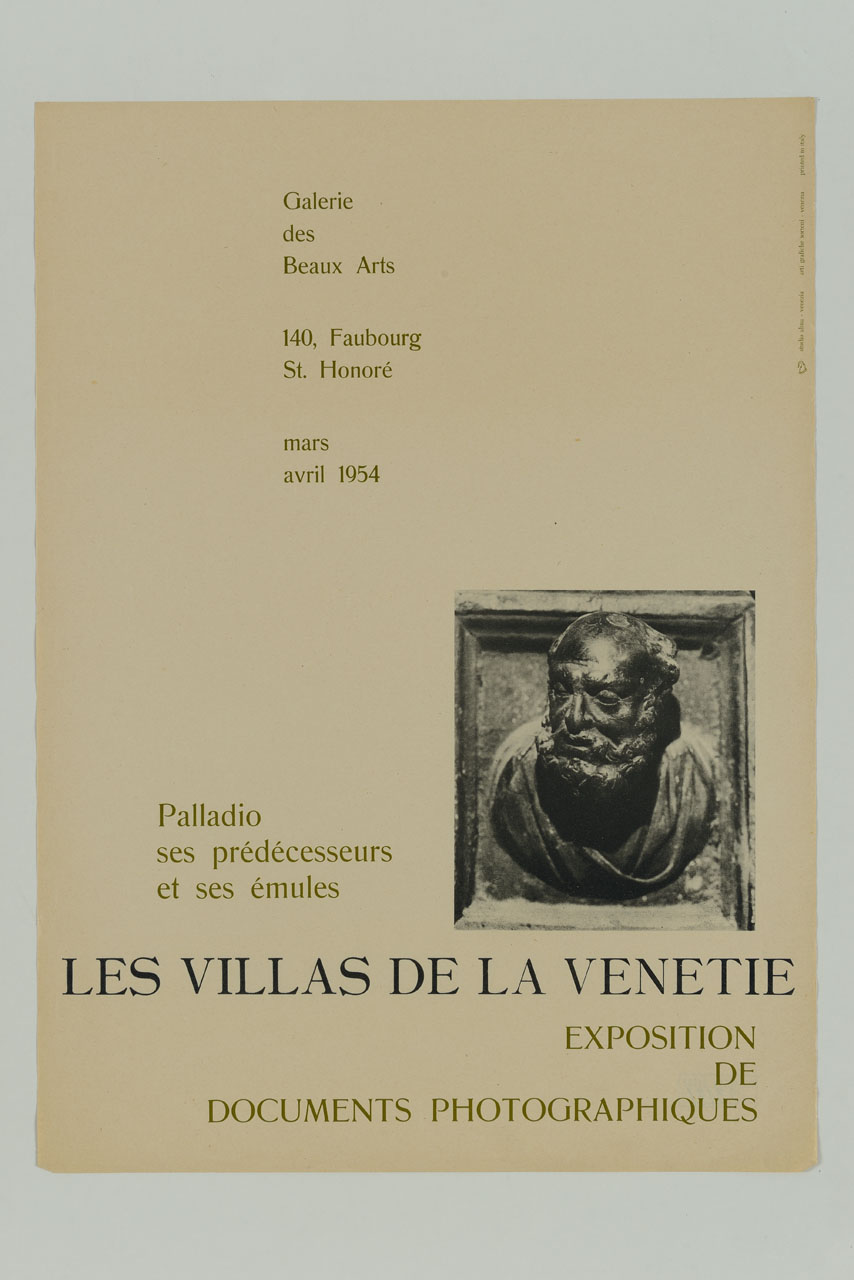formella bronzea con il ritratto di Andrea Palladio dalla porta della sagrestia della basilica di San Marco a Venezia (locandina) - ambito francese (sec. XX)