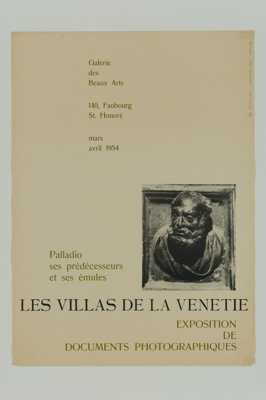 formella bronzea con il ritratto di Andrea Palladio dalla porta della sagrestia della basilica di San Marco a Venezia (locandina) - ambito francese (sec. XX)