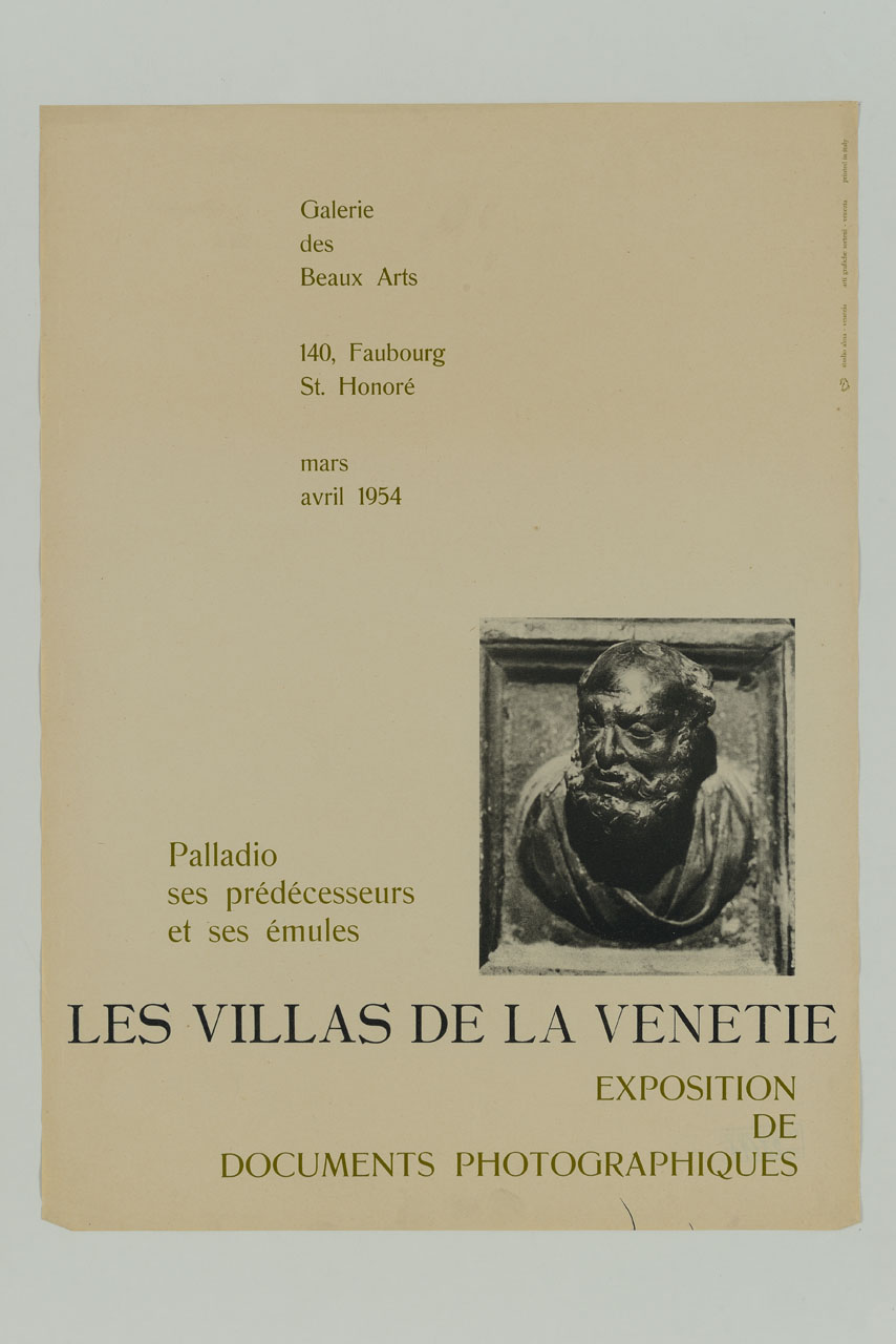 formella bronzea con il ritratto di Andrea Palladio dalla porta della sagrestia della basilica di San Marco a Venezia (locandina) - ambito francese (sec. XX)
