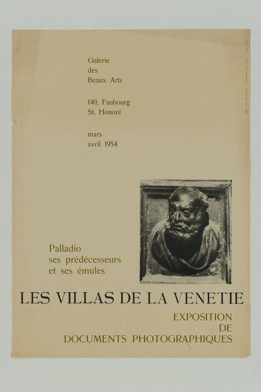 formella bronzea con il ritratto di Andrea Palladio dalla porta della sagrestia della basilica di San Marco a Venezia (locandina) - ambito francese (sec. XX)