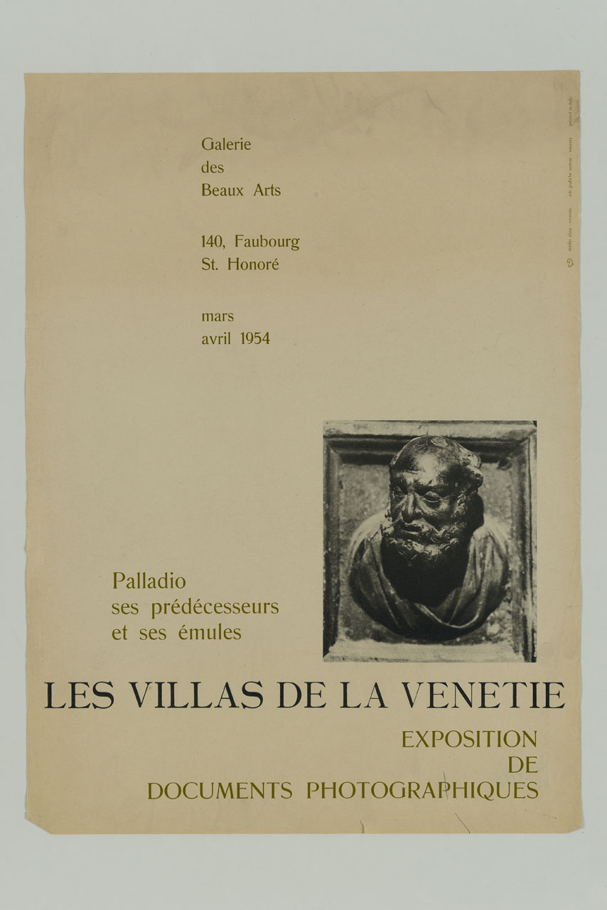 formella bronzea con il ritratto di Andrea Palladio dalla porta della sagrestia della basilica di San Marco a Venezia (locandina) - ambito francese (sec. XX)