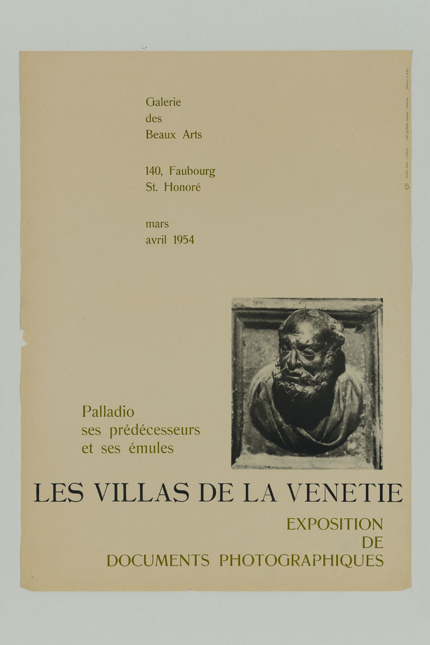formella bronzea con il ritratto di Andrea Palladio dalla porta della sagrestia della basilica di San Marco a Venezia (locandina) - ambito francese (sec. XX)