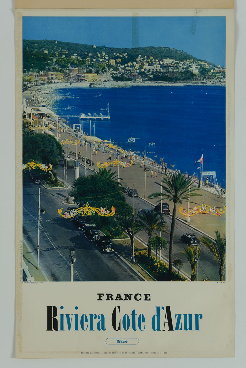 veduta del lungomare di Nizza (manifesto) di Louis Falquet - ambito francese (sec. XX)
