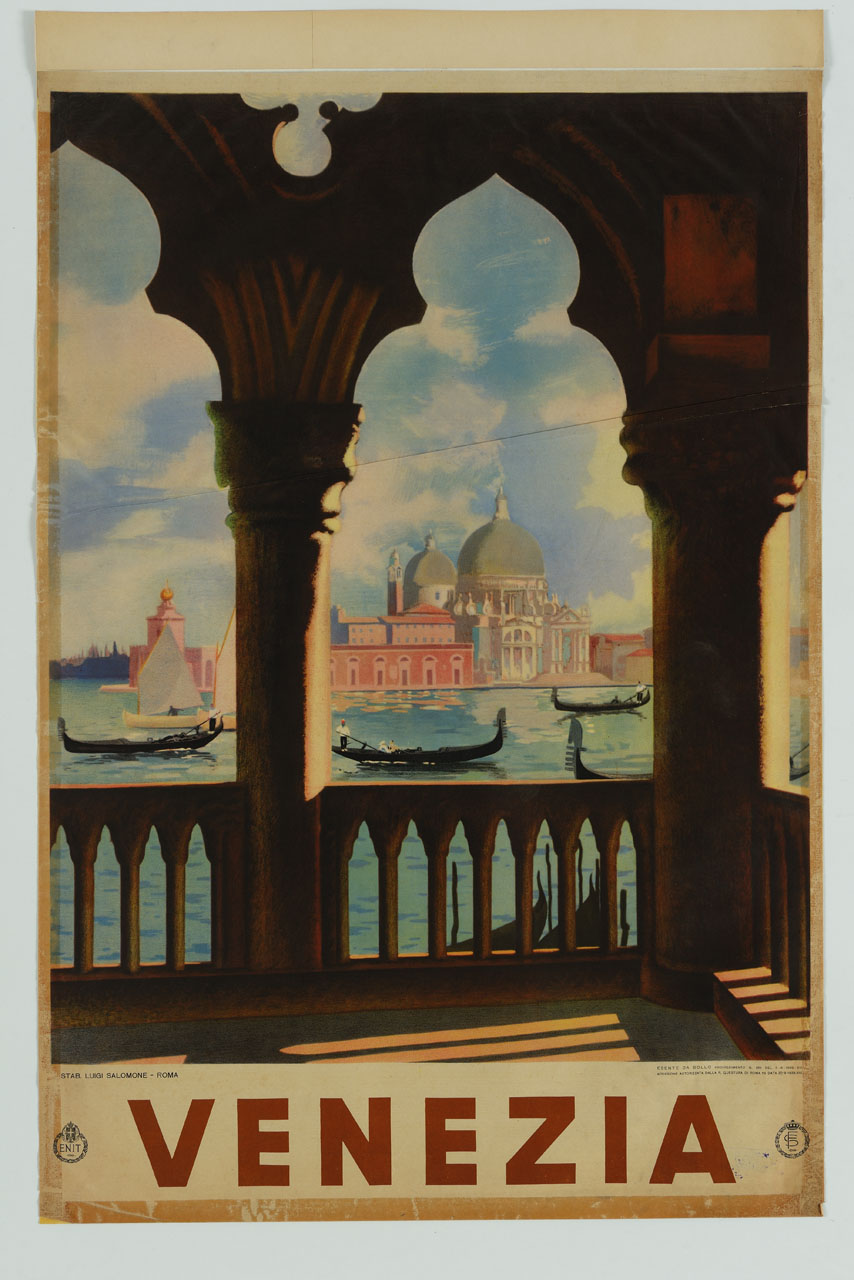 loggia di Palazzo Ducale verso la Basilica della Salute e la Punta della Dogana a Venezia (manifesto) - ambito italiano (sec. XX)