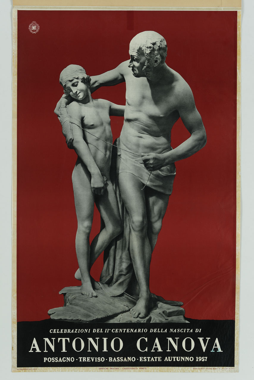 gruppo scultoreo con Dedalo e Icaro di Antonio Canova (manifesto) - ambito italiano (sec. XX)