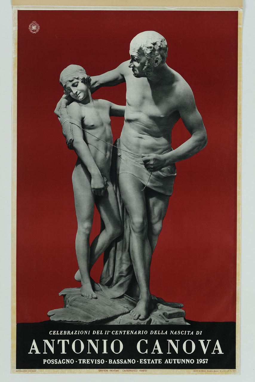gruppo scultoreo con Dedalo e Icaro di Antonio Canova (manifesto) - ambito italiano (sec. XX)