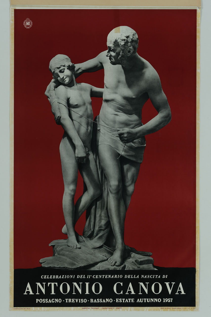 gruppo scultoreo con Dedalo e Icaro di Antonio Canova (manifesto) - ambito italiano (sec. XX)