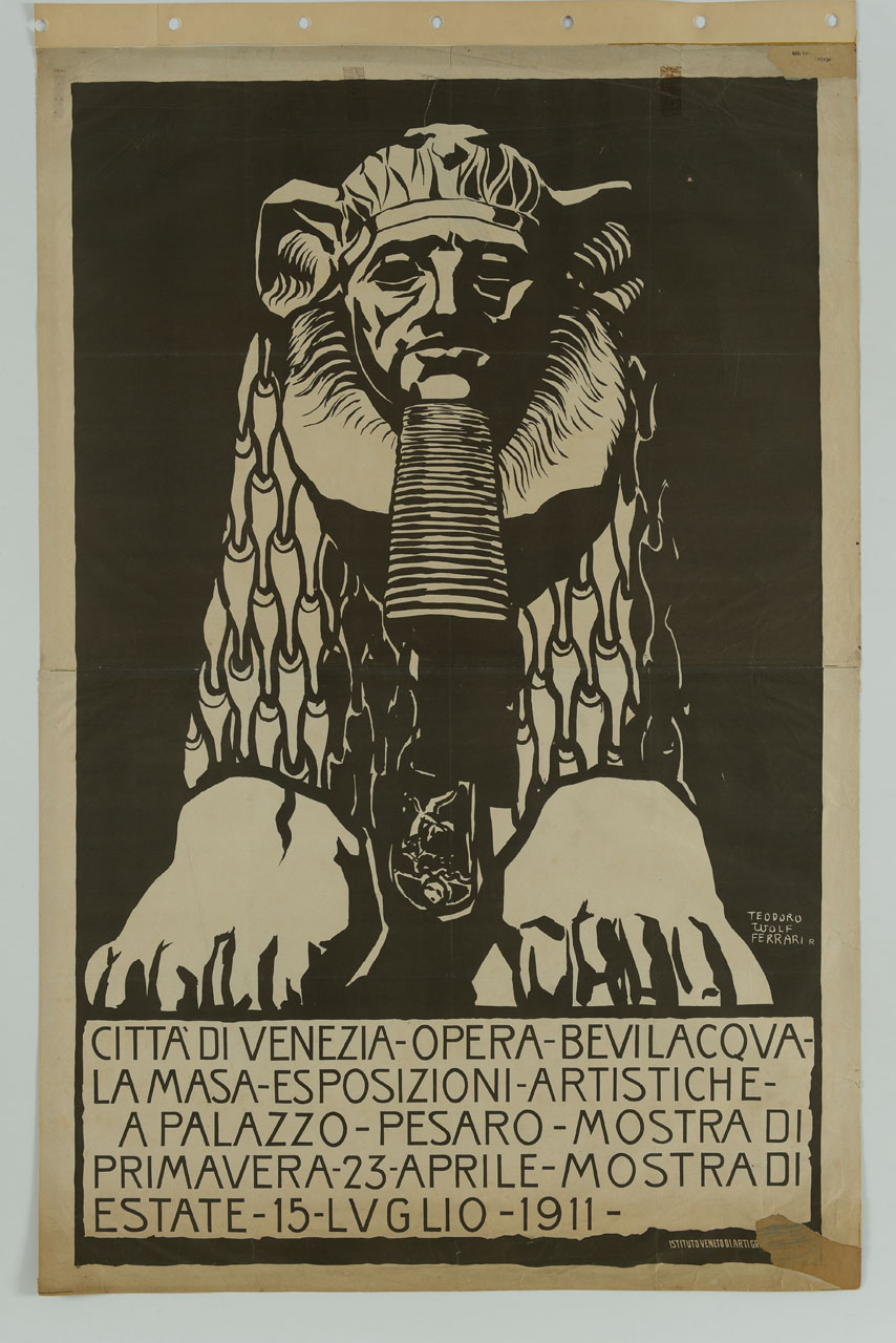 sfinge egizia (manifesto, stampa composita) di Wolf Ferrari Teodoro (sec. XX)