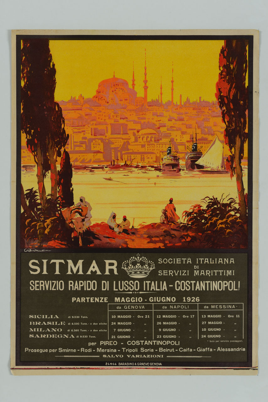 veduta di Istanbul dalla riva del Corno d'Oro (locandina) di Craffonara Aurelio (sec. XX)