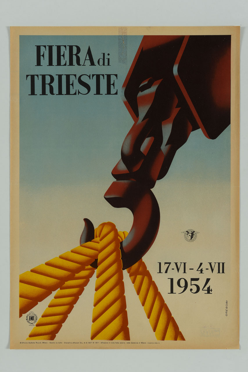 gancio di gru con corde (locandina) di Gregori Nino (sec. XX)