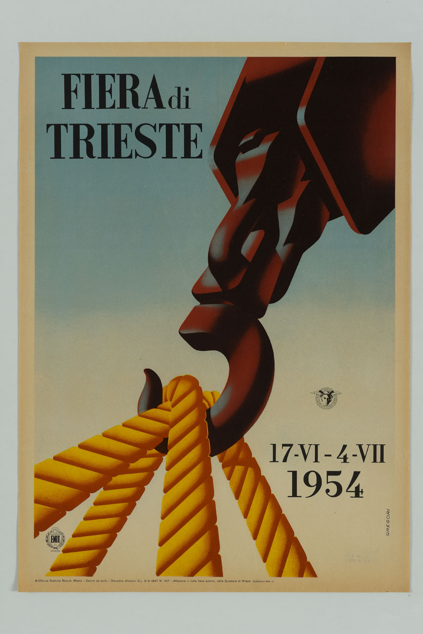 gancio di gru con corde (locandina) di Gregori Nino (sec. XX)