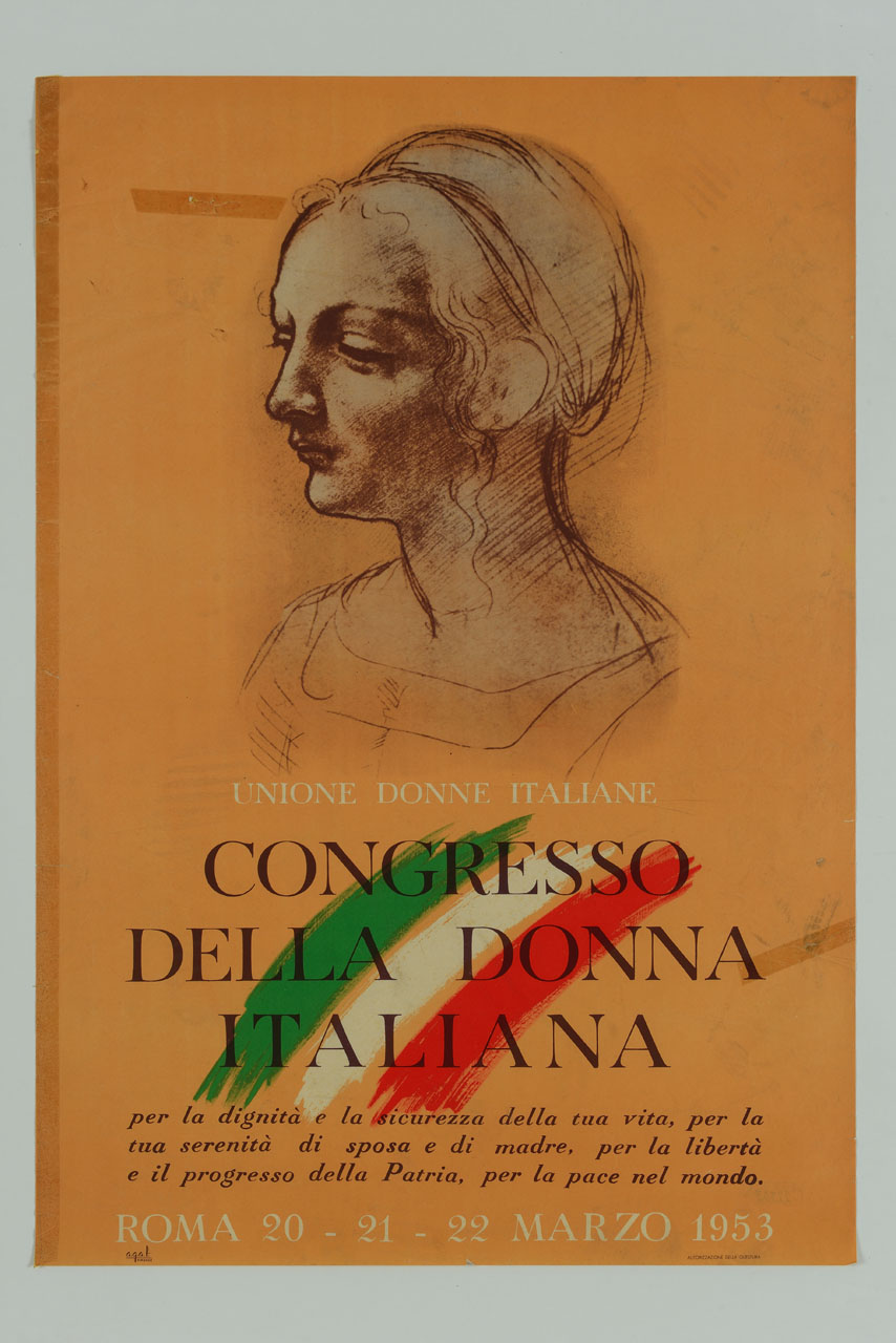 ritratto di donna alla maniera leonardesca (manifesto) - ambito italiano (sec. XX)