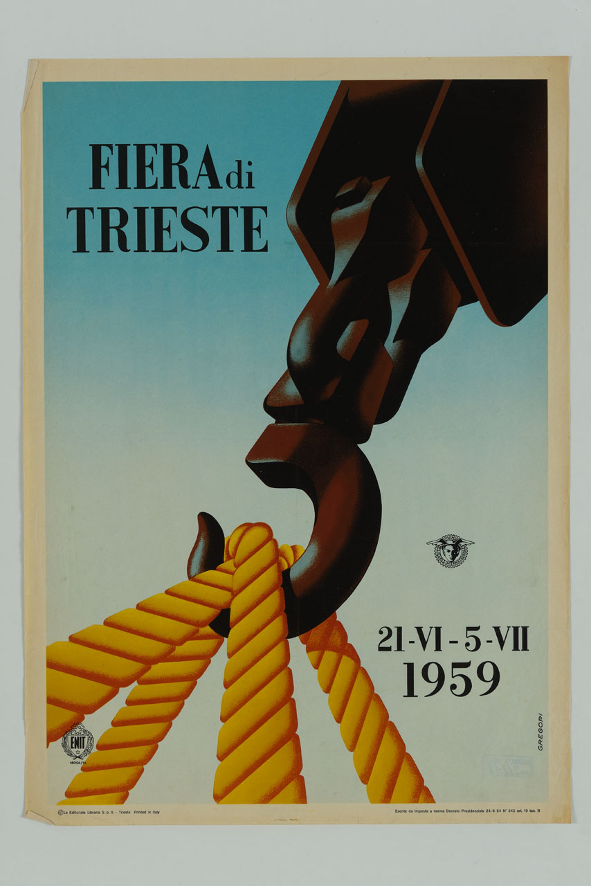 gancio di gru con corde (locandina) di Gregori Nino (sec. XX)