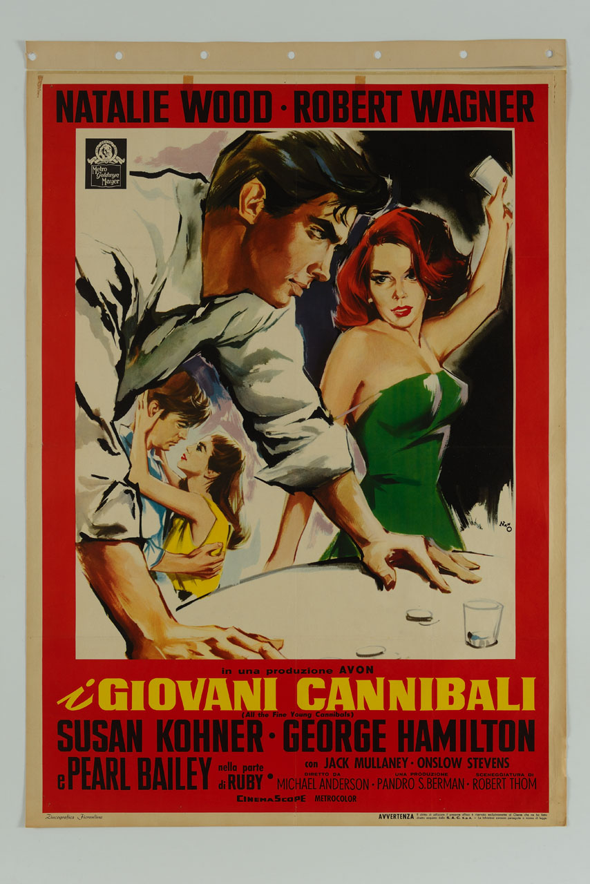 ritratti di Natalie Wood, Robert Wagner, Susan Kohner e George Hamilton (manifesto) di Campeggi Silvano detto Nano (sec. XX)