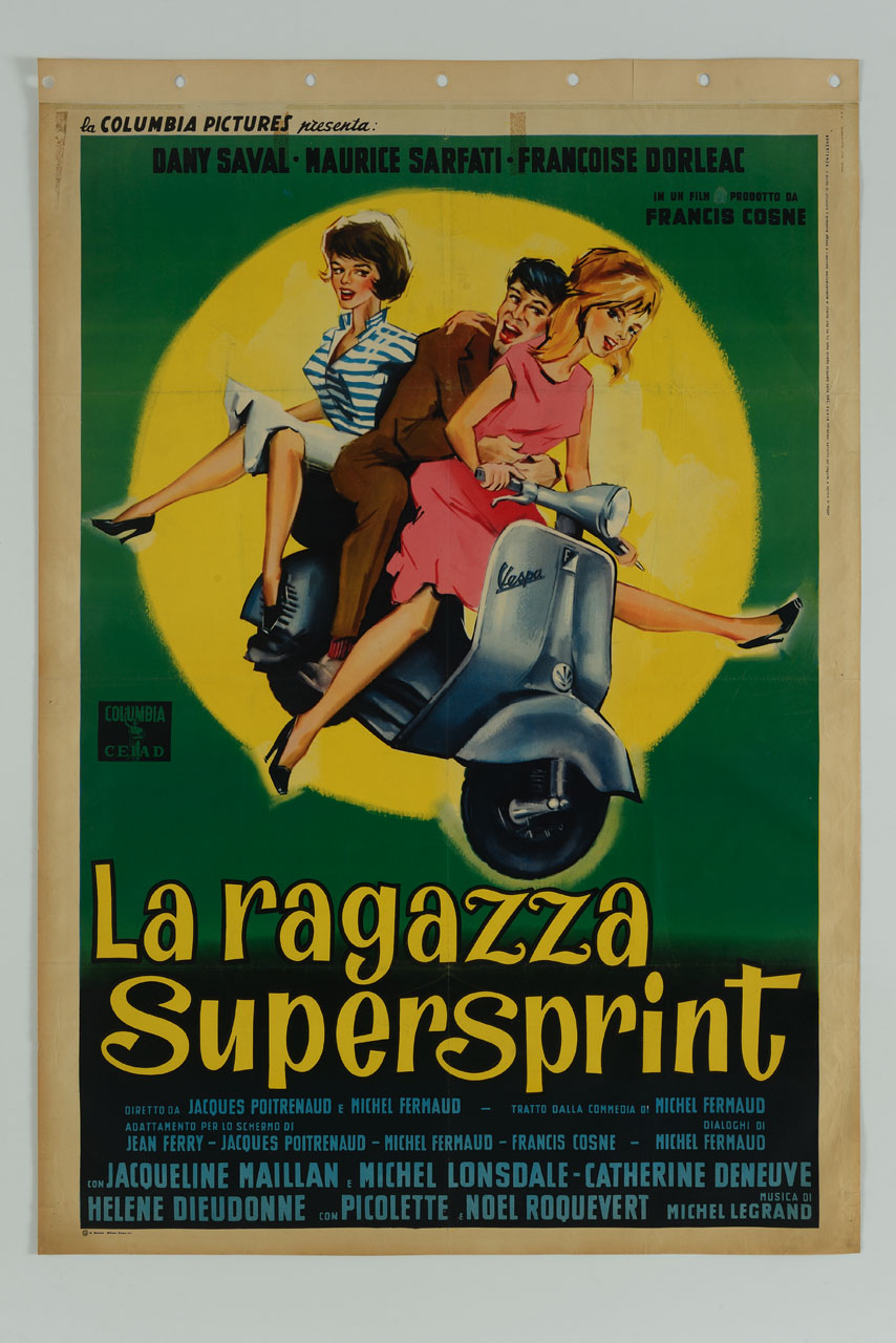 due donne ed un uomo su una vespa (manifesto) - ambito italiano (sec. XX)