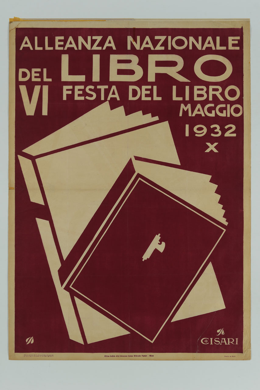 due libri sovrapposti (manifesto) di Cisari Giulio (sec. XX)