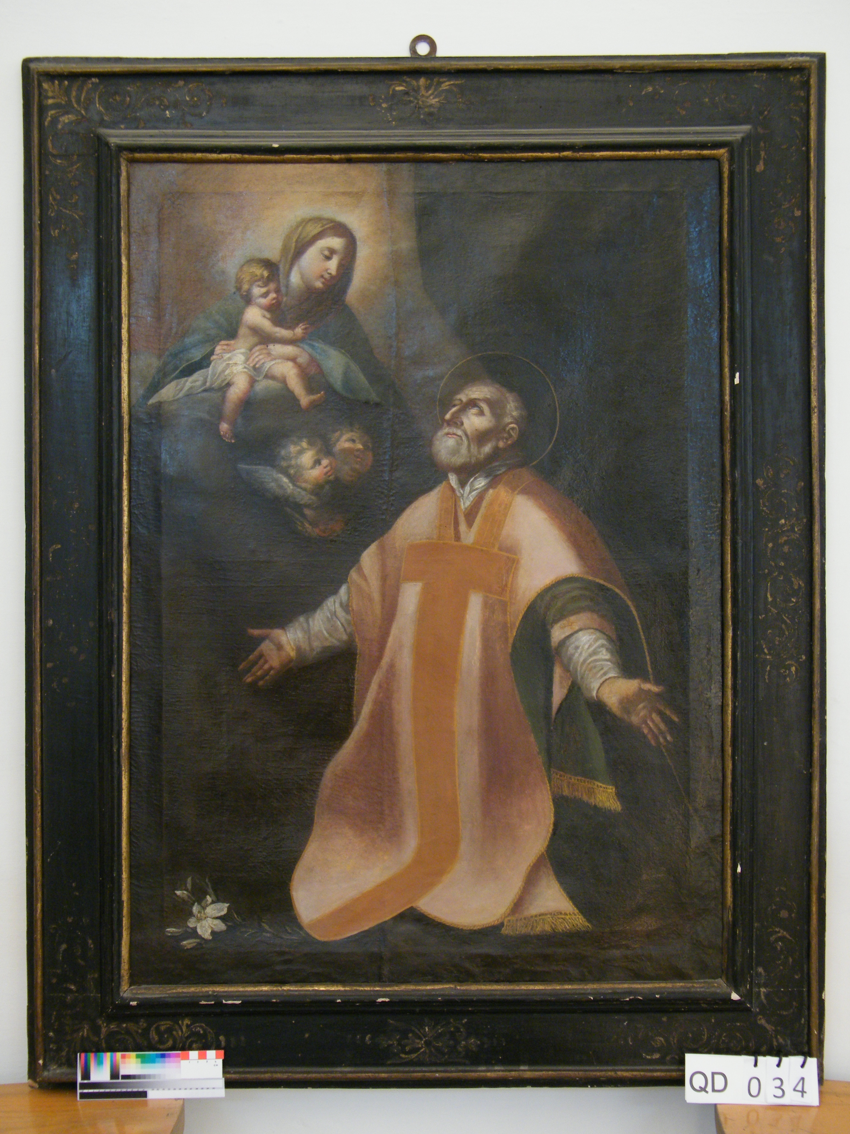 San Filippo Neri ha la visione della Madonna con Bambino (dipinto) - ambito marchigiano (sec. XVII)
